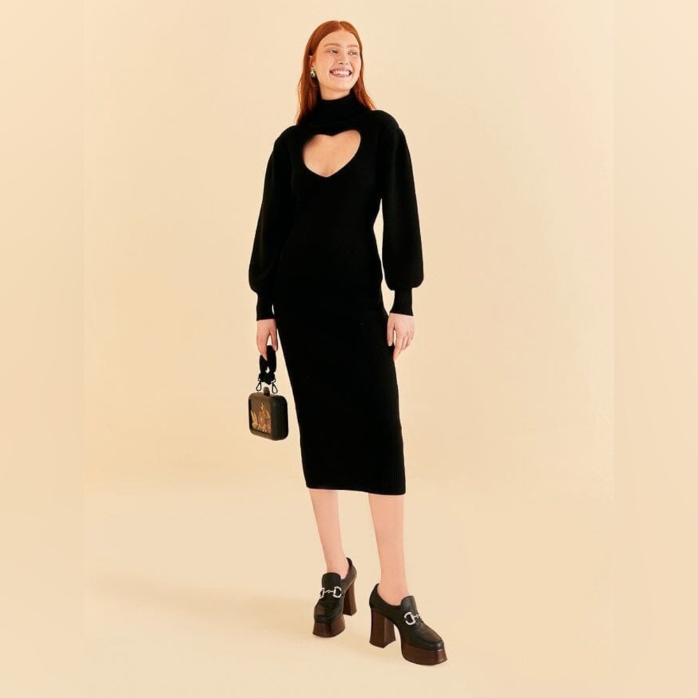 FARM Rio Black Heart Neckline Knit Dress XL